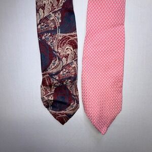 Polo‎ Ralph Lauren Silk Ties Paisley Pink Geometric Lot of 2
